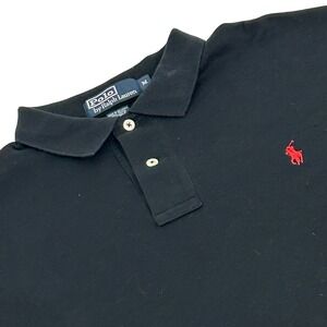 Polo Ralph Lauren Polo Shirt Men Medium Black Long Sleeve Red Pony Logo
